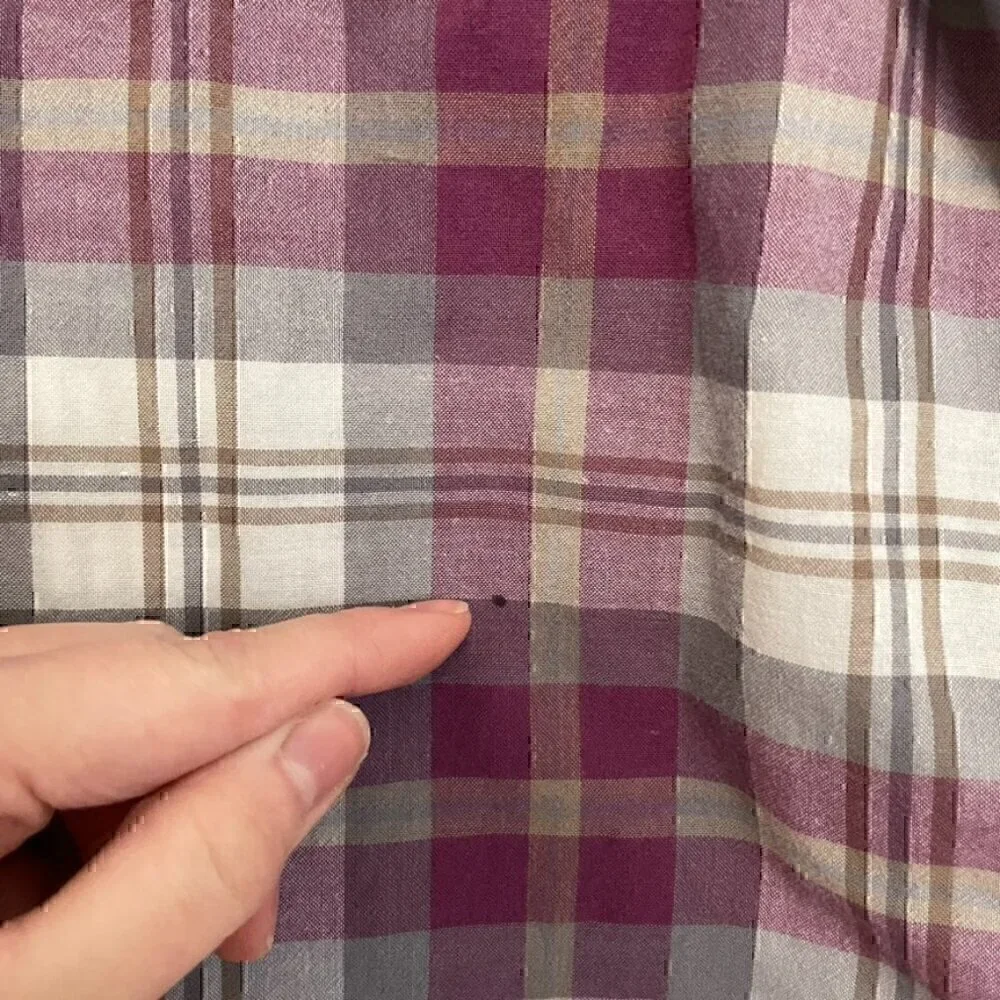 J. CREW Mens Madras Shirts Tailored Purple Gray Plaid Long Sleeve Button Down L